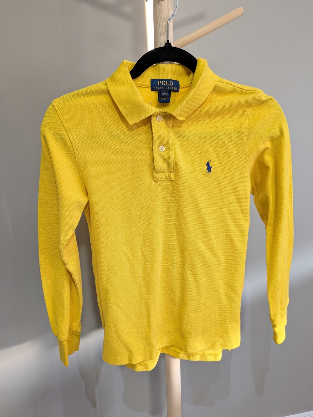 Polo by Ralph Lauren Youth Long-Sleeve Polo - Bright Yellow with Navy Logo